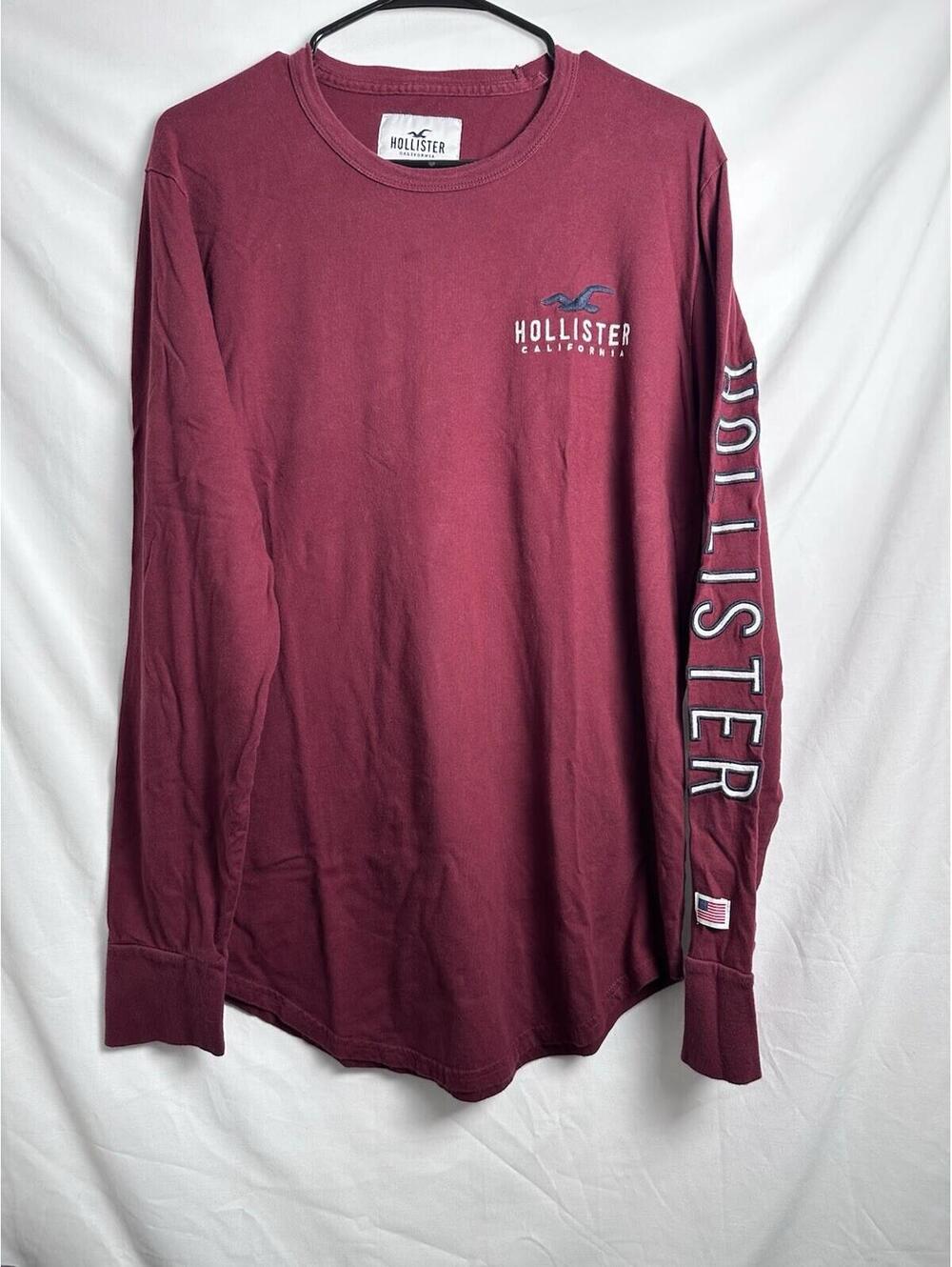 Hollister Y2K Muscle Henley T-Shirt Mens Size Large Dark Red